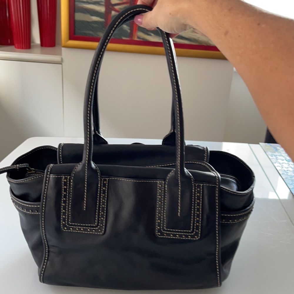 Kenneth Cole NY Black leather studded 2 handle handbag - Picture 2 of 16